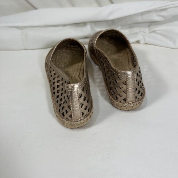 Tory Burch Gold Leather Laser Cut Espadrilles - Size 8M - Picture 3 of 7